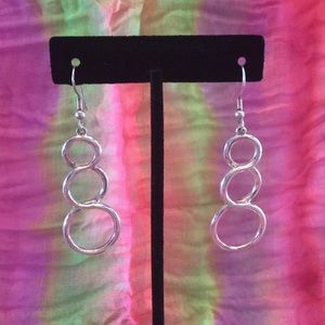 Silver Circle Drop Earrings